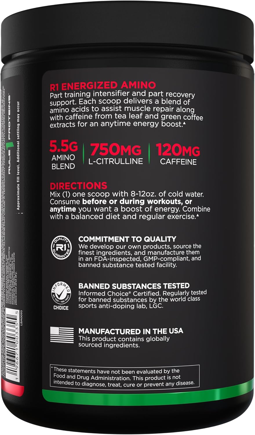 آمینو انرژی رول وان هندوانه‌ای ۳۰ سروینگ ۲۷۰ گرم | R1 Energized Amino