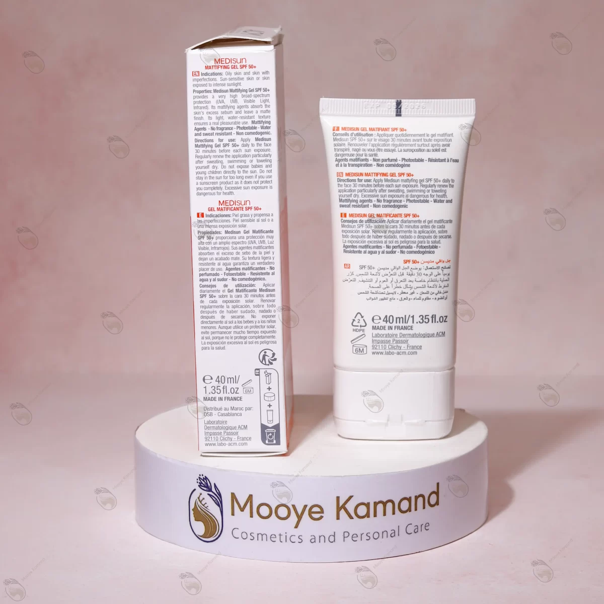 ضدآفتاب +SPF 50 بی رنگ ACM مدل MEDIsun Gel Matifiant