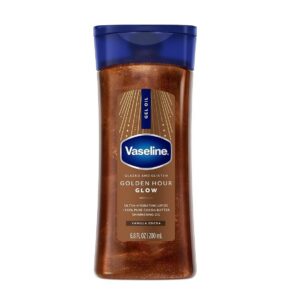 روغن ژلی براق‌کننده بدن وازلین Golden Hour Glow مدل Vanilla Cocoa